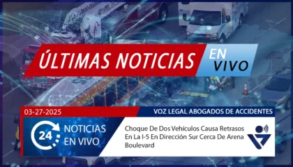 [03-27-2025] Condado De Sacramento, CA - Choque De Dos Vehículos Causa Retrasos En La I-5 En Dirección Sur Cerca De Arena Boulevard
